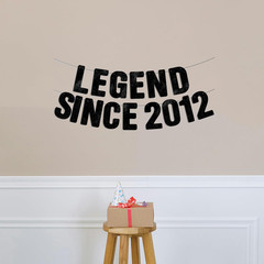 Pre-Strung Legend since 2012 Black Glitter Banner, Happy 14Th Birthday Decoratio