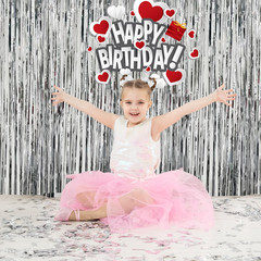 2 Pack Foil Curtain Backdrop Curtains Silver Tinsel Door Streamers Birthday Part