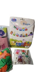 Peppa Pig Birthday Decoration Pack Foil Latex Ballons Banner Cupcake Toppers