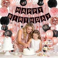 Charming Rose Gold 58-Piece Party Decoration Set – Balloons, Banners, and More