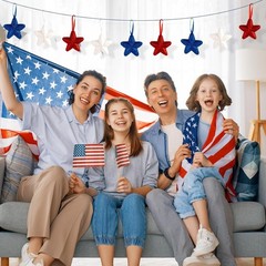 Red White Blue Star Ornaments for Independence Day Home Decoration