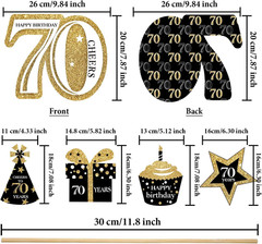 70th Birthday Centerpiece Sticks Gold Glitter Table Toppers Party Decor 24 Packs