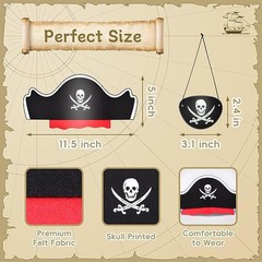 36 Pcs Pirate Costume Set – Classic Skull Print Hat, Eye Mask, 18 Pcs Captain…