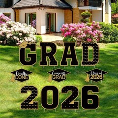 11 Pcs Graduation Yard Sign Decorations Congrats Graduation Lawn Signs 2026 G…