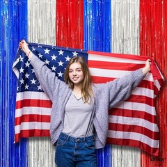 XtraLarge Red, White & Blue Streamers 3.2×8 ft – Pack of 2 for Patriotic Events