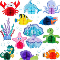 12Pcs Under The Sea Honeycomb Centerpieces Ocean Party Birthday Table Decor