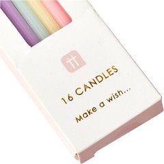 Talking Tables Pack of 16 – Size 10cm Pastel Birthday Candles Colors