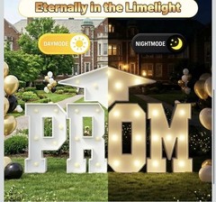 White Plastic PROM Marquee Letters Set, Solid Light Up Graduation Theme Decor