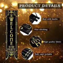 Roaring 20s Party Decorations New Year Porch Signs Black and Gold