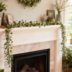 CIR OASES 6FT Spring Garland with Eucalyptus White Berry Artificial Summer Sp…