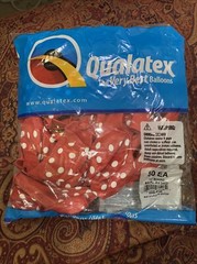 11” Round Red Qualatex White Polka Dots Balloons, 50ct, 1 Bag