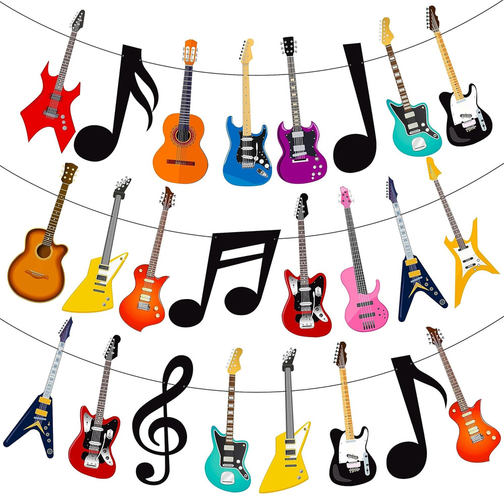 Guitar Banner Music Guitar Party Banners Guitar Birthday Party Decorations 2P…