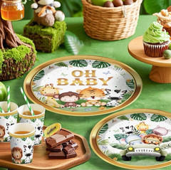 Cocomigo 260PCS Safari Baby Shower Decorations All-in-1 Party Supplies Pack NWT