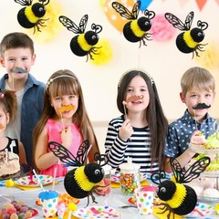 6 Pcs Bee Party Decorations 8 Inch Tissue Honeycomb Hanging Decor 8×10 Inch