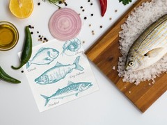 BIG CATCH Fish Beverage Napkins 20pcs Fishing Napkins, Coastal Cocktail Napkins