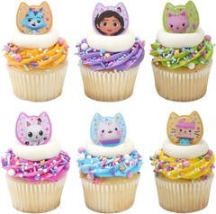 DreamWorks Gabby’s Dollhouse Cupcake Rings 24 Pack for Birthday Parties