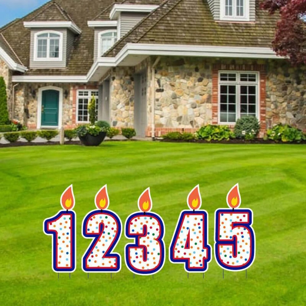0-9 Number Candle Accessories, 10pc Birthday Yard Card Lawn Sign Set