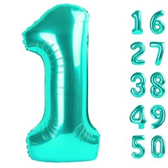 40 Inch Teal Blue Balloon Number 1 First Birthday Jumbo Mylar Foil Helium Bal…