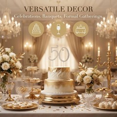 50 Cake Topper 50th Birthday Sparkly Rhinestone Cake Decoration, Sparkly Bli…