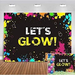 Vinyl Glow Splatter Photography Background 5x3ft Dark Party Teen Birthday Prop