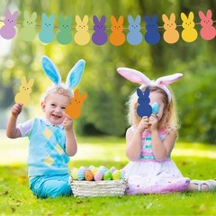 60 PCS Easter Bunny Cutouts Bulletin Board Decoration Colorful Paper Crafts