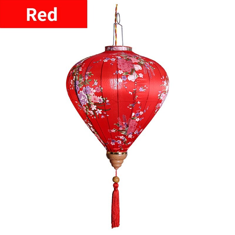 12 Inch Floral Pattern Oval Satin Silk Lanterns Hanging Chinese Home Decoration