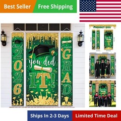 Green and Gold Graduation Decorations Class of 2026 Congrats Grad Banner and …