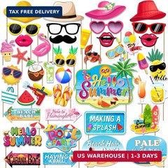 43Pcs Summer Party Decorations Photo Props, Summer Booth Props, Pool Decorations
