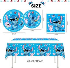 Stitch and Friends Disposable Birthday Party Plates, Napkins, and Tablecover