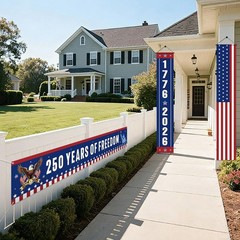 Peryiter 3 Pcs 250th Anniversary Banners American Patriotic red, white, blue