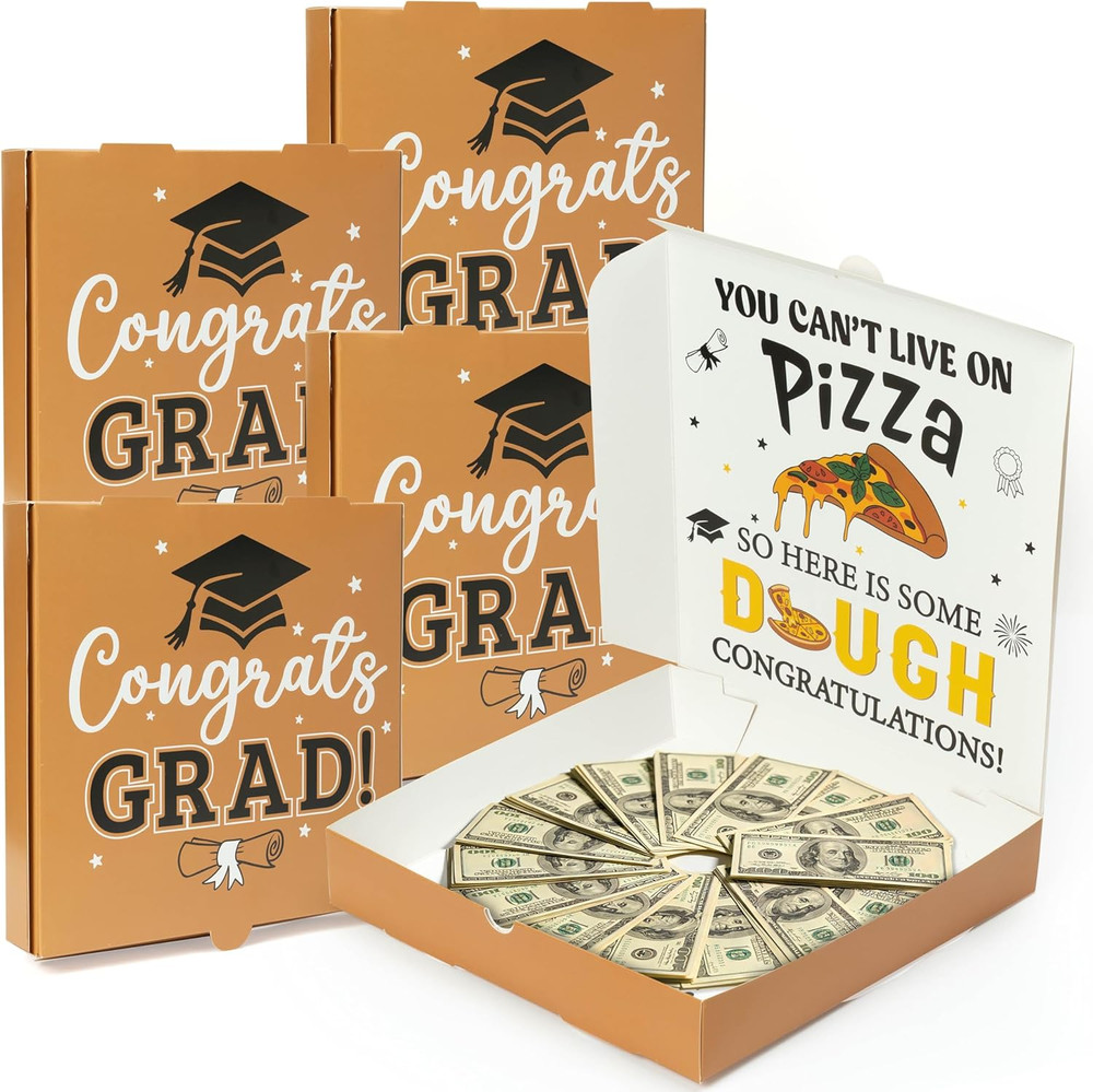 5Pcs Graduation Pizza Money Box for Cash Gift, Funny Graduation Party Money Hold