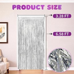 2 Pack Shiny Silver Foil Fringe Curtains | Party Streamers & Photo Booth