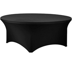 Black 60 Inch 5 Ft Round Tight Fit Stretch Spandex Tablecover for Weddings,…
