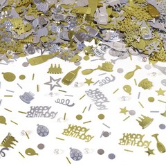 3000 PCS Light Gold Silver Happy Birthday Confetti Metallic Foil Table Decor