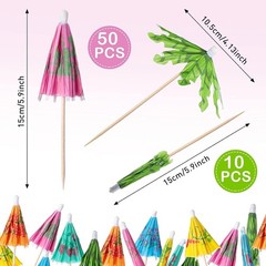 160 pcs Cocktail Decor Set Drink Umbrellas Fruit Picks Bamboo Sticks Summer P…