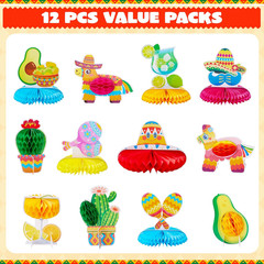 12 Pcs Cinco De Mayo Fiesta Honeycomb Centerpiece Taco Mexican Party Table Decor