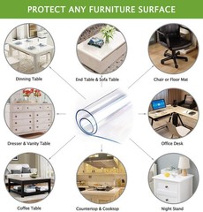 Clear Table Cover Protector Desk Office Blotter Pad, Large Glass Wood Dining Tab