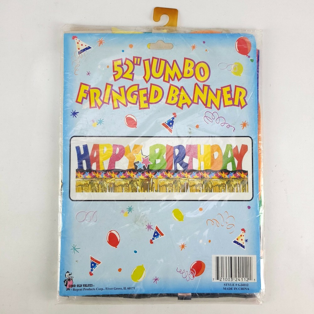 52″ Jumbo Happy Birthday Banner Fringed Multicolor