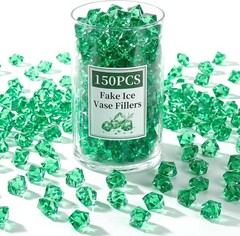 Stunning 150PCS Plastic Gems: Dark Green Acrylic Fake Ice for Tables & Tanks