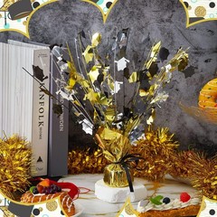 6 PCS Graduation Table Centerpieces 2026 Black Gold Silver Foil Hat Burst