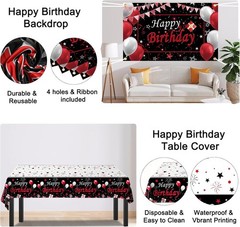 Red Birthday Decorations for Men Women Boys Girls, 75 PCS Red and Black Party…