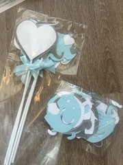 Baby shower boy elephant theme 48pcs decoration set baloons blue and grey