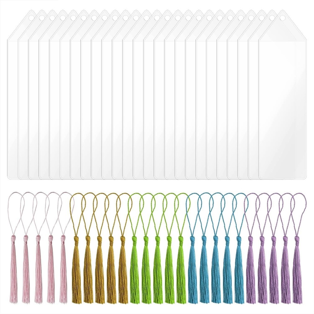 Plastic Bookmark Sleeves with Tassels Clear Blank Vinyl Photo Booth Strip Frames