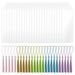 Plastic Bookmark Sleeves with Tassels Clear Blank Vinyl Photo Booth Strip Frames
