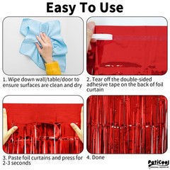 2 PCS 3.2×8.2 Ft Thicken Red Streamers Graduation Backdrop Foil Tinsel