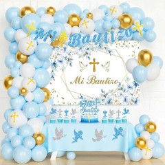 Baptism Christening Party Decor Blue Gold