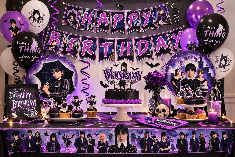 Wednesday Addams Birthday Party Decorations 61 pc. Kit