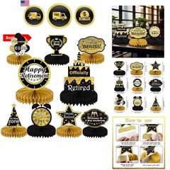 Retirement Party Decorations Centerpieces Black Gold 9pcs for Table Festive E…