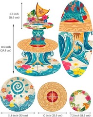 Hawaiian Luau Cupcake Stand 2PCS 3-Tier Ocean Theme Dessert Display Party Decor