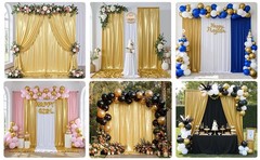 10x10FT Gold Sequin Backdrop Curtain – 2 Panels of 5x10FT Wrinkle-Glitter Drapes